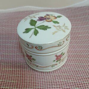 Vintage IW Rice Keepsake Jar/Trinket Box Floral & Violet w/Gold Trim